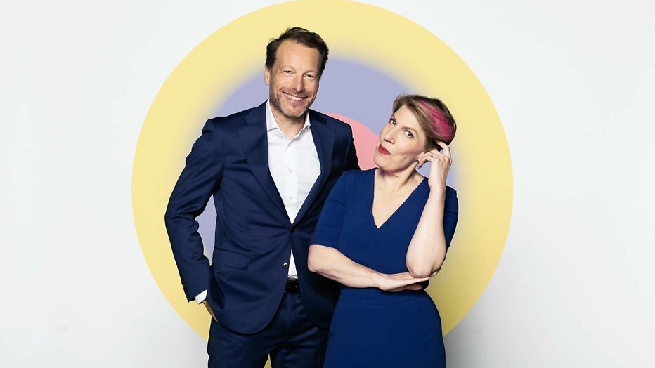 Het nieuwe team van De Slimste Mens: Herman van der Zandt en Paulien Cornelisse.