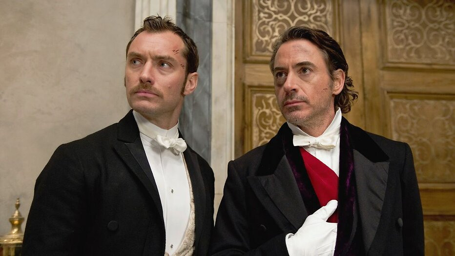Jude Law en Robert Downey jr. in Sherlocks Holmes: A Game of Shadows