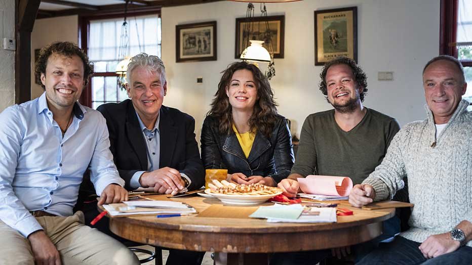 boeren Jan, Geert, Geert Jan, Bastiaan en boerin Annemiek