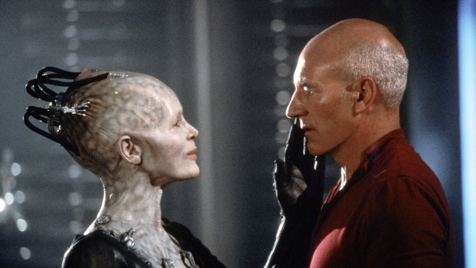 Patrick Stewart als kapitein Jean-Luc Picard in Star Trek: First Contact Patrick Stewart als kapitein Jean-Luc Picard in Star Trek: First Contact