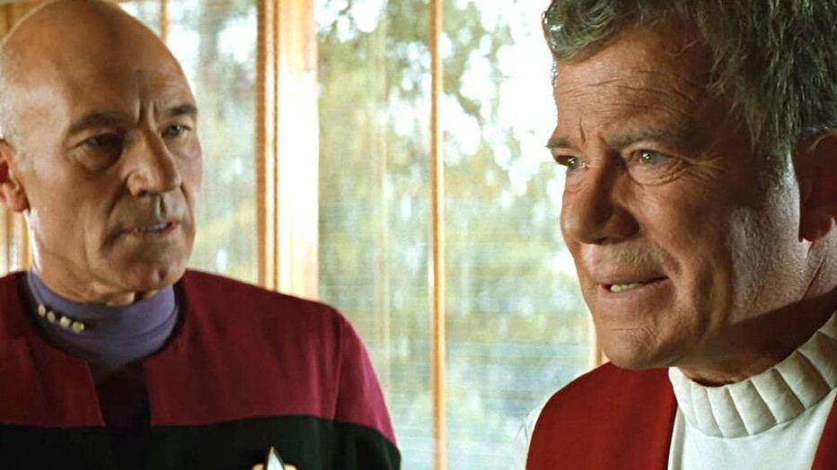 Patrick Stewart en William Shatner in Star Trek: Generations