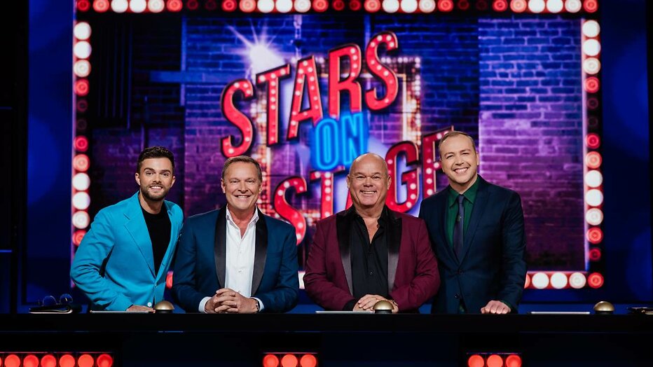 Buddy Vedder, Albert Verlinde, Paul de Leeuw en Jamai Loman voor Stars on Stage Buddy Vedder, Albert Verlinde, Paul de Leeuw en Jamai Loman voor Stars on Stage