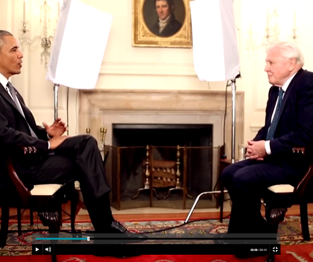 Barack Obama interviewt David Attenborough bij de NOS