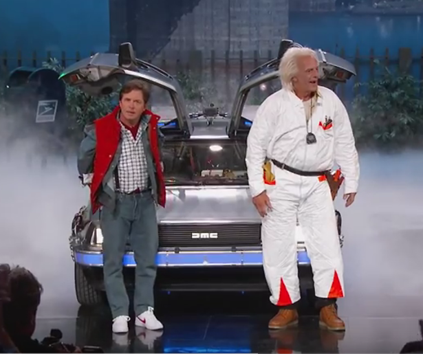 Marty McFly en Doc uit Back to the Future bij Jimmy Kimmel