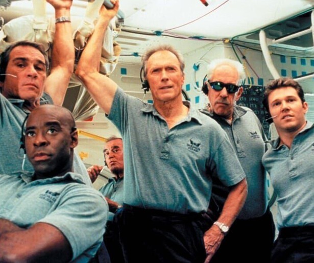 Clint Eastwood als hoogbejaarde astronaut in Space Cowboys