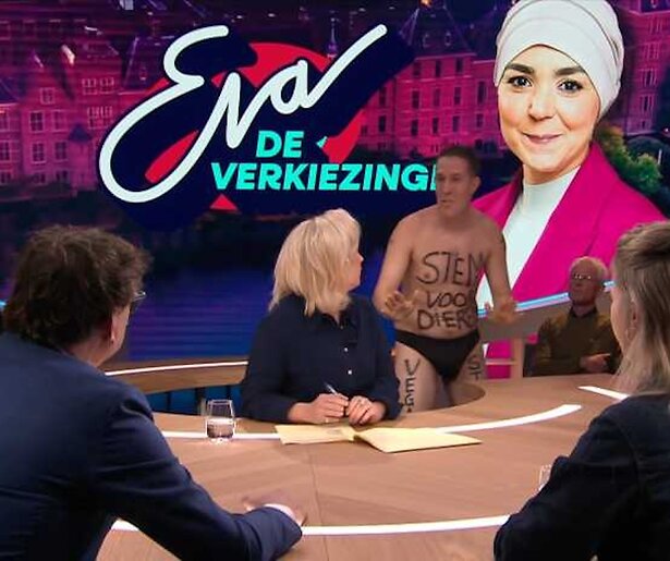 Streaker verstoort uitzending Eva Jinek