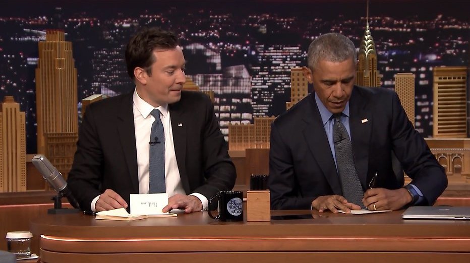 Videosnack: Jimmy Fallon helpt Obama met het schrijven van hilarische bedankbriefjes