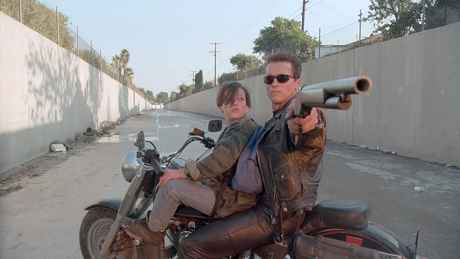 Arnold Schwarzenegger en Edward Furlong in Terminator 2: Judgment Day
