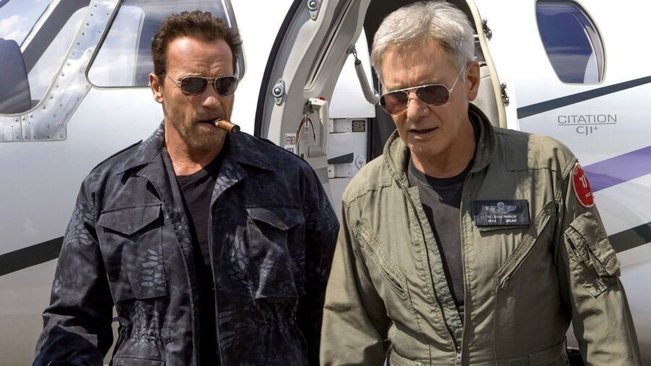 Arnold Schwarzenegger en Harrison Ford in The Expendables 3