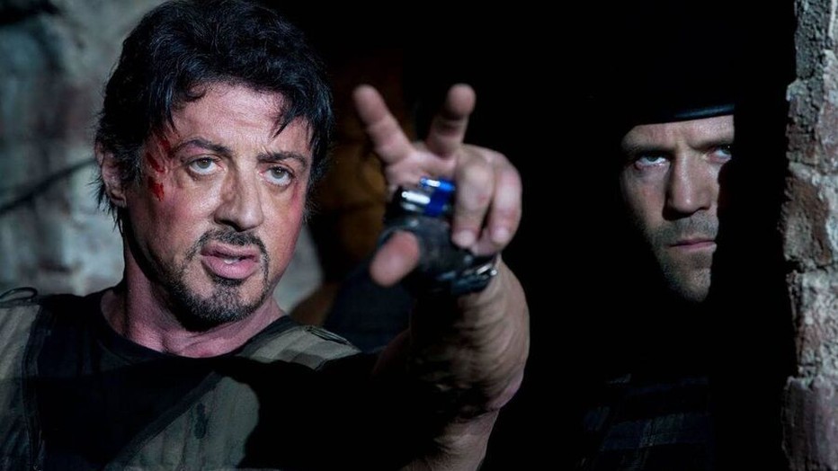 Sylvester Stallone en Jason Statham in The Expendables Sylvester Stallone en Jason Statham in The Expendables