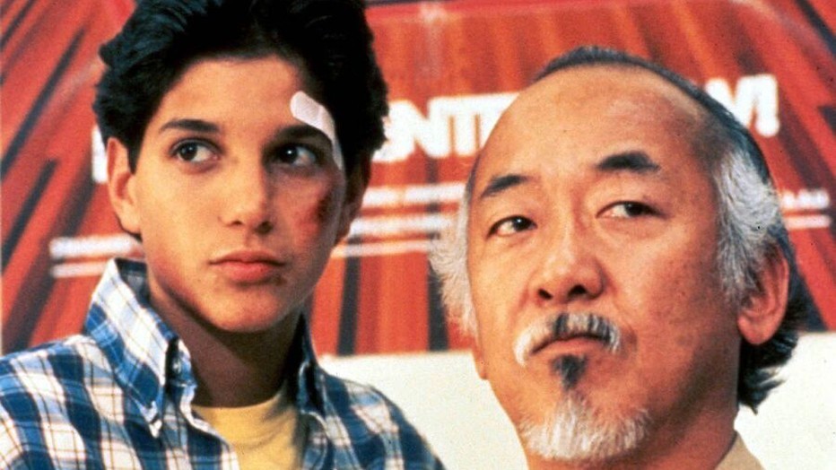 Ralph Macchio en Pat Morita in The Karate Kid Ralph Macchio en Pat Morita in The Karate Kid