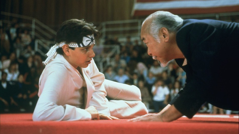 Ralph Macchio en Pat Morita in The Karate Kid Part III