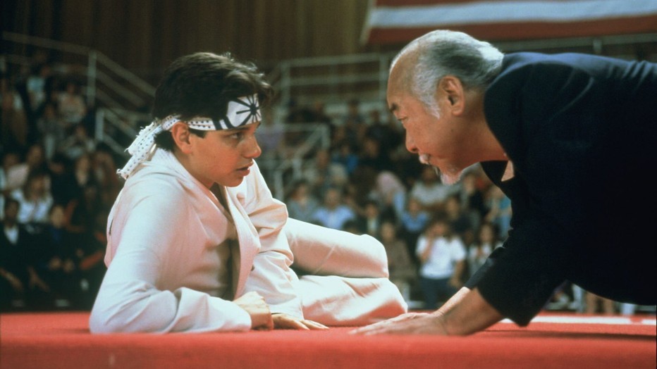 Ralph Macchio en Pat Morita in The Karate Kid Part III