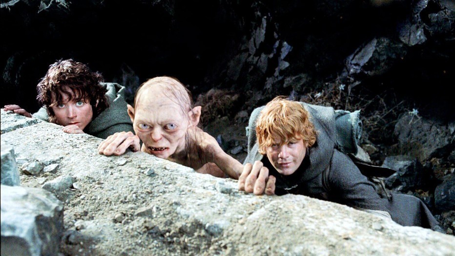 Elijah Wood, Andy Serkis en Sean Astin Elijah Wood, Andy Serkis en Sean Astin