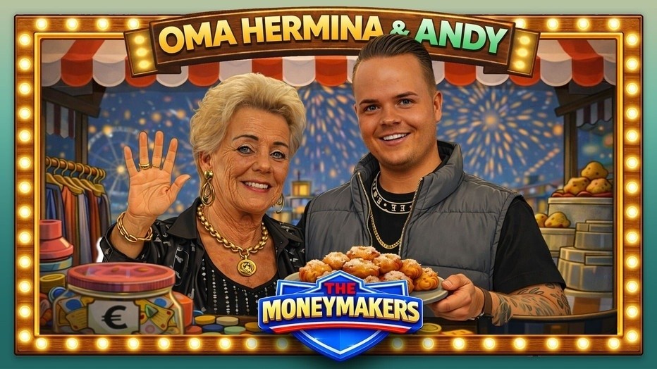 Oma Hermina en Andy voor The Moneymakers