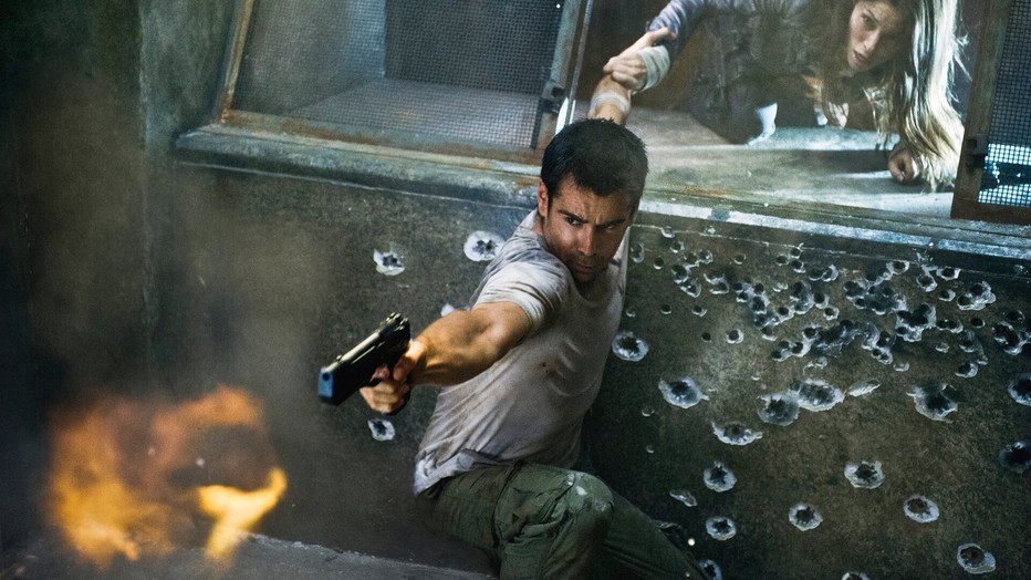 Colin Farrell en Jessica Biel in Total Recall