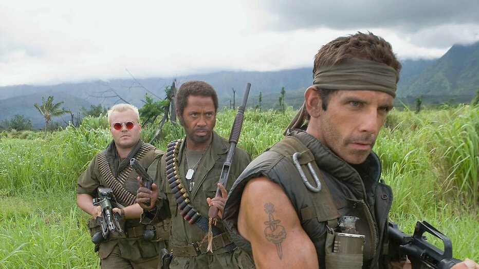 Ben Stiller, Robert Downey Jr. en Jack Black in Tropic Thunder Ben Stiller, Robert Downey Jr. en Jack Black in Tropic Thunder