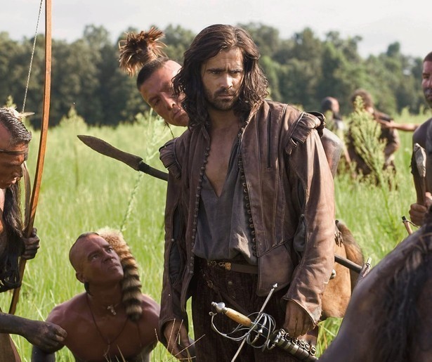 Colin Farrell wordt in The New World verliefd op Pocahontas