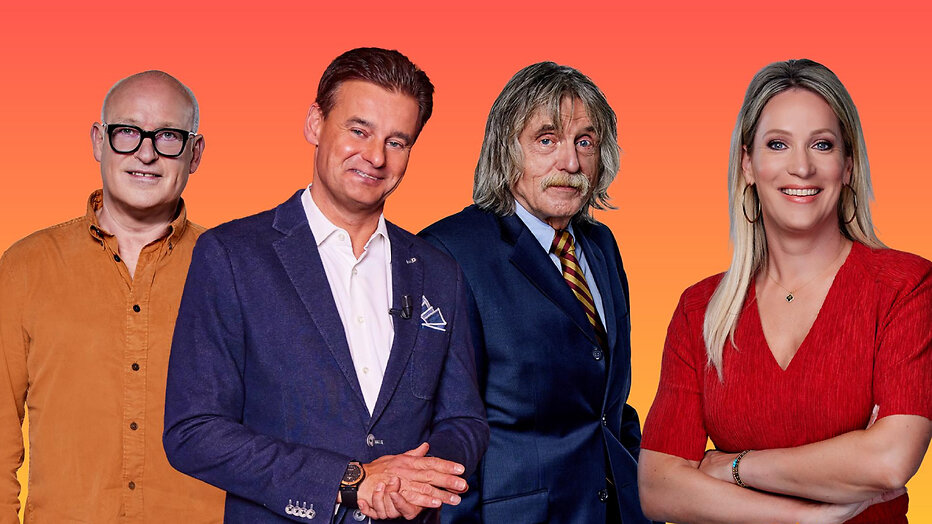 René van der Gijp, Wilfred Genee, Johan Derksen en Hélène Hendriks