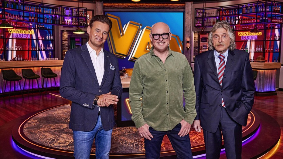 Wilfred Genee, René van der Gijp en Johan Derksen voor Vandaag Inside