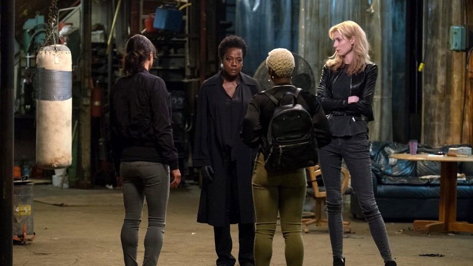 Michelle Rodriguez, Viola Davis en Elizabeth Debicki in Widows Michelle Rodriguez, Viola Davis en Elizabeth Debicki in Widows