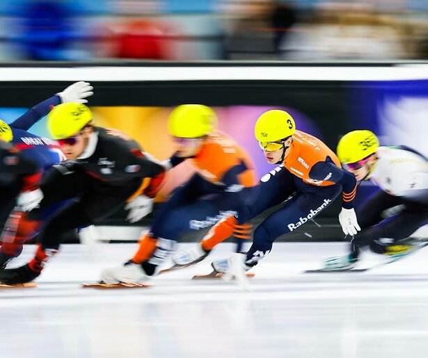 Rim Jong-un probeert ook tijdens de Wereldbeker Shorttrack in Dordrecht hoge ogen te gooien