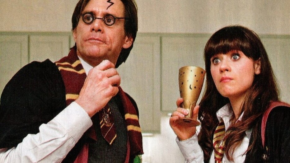 Jim Carrey en Zooey Deschanel in Yes Man Jim Carrey en Zooey Deschanel in Yes Man